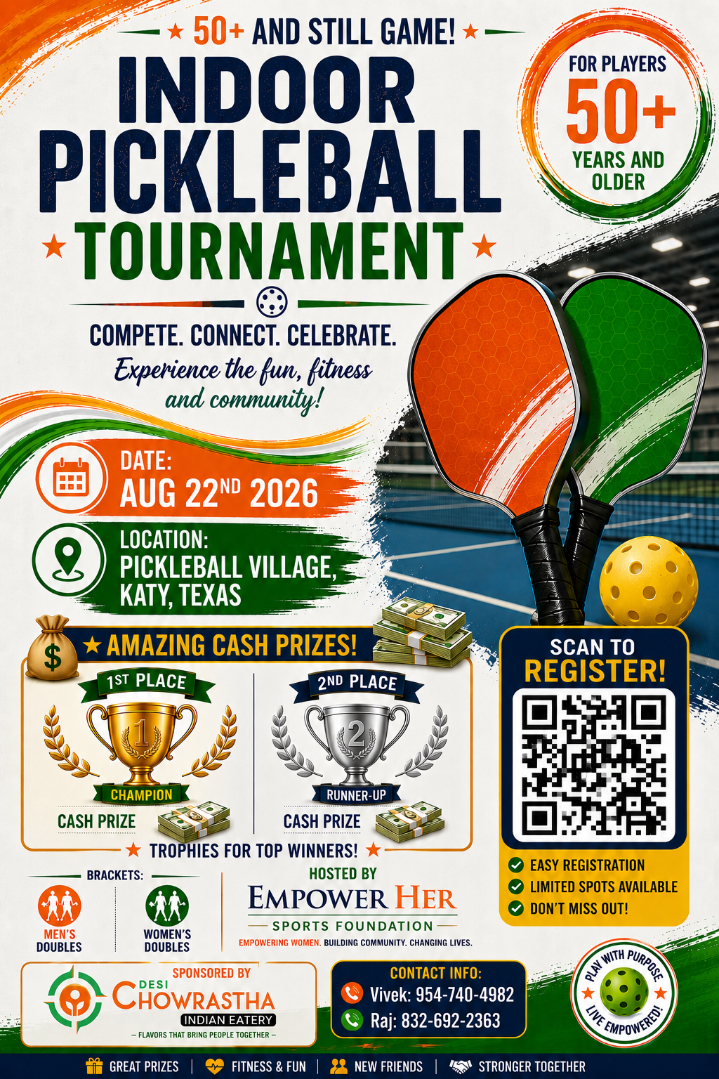 50+ Pickleball Tournament Logo